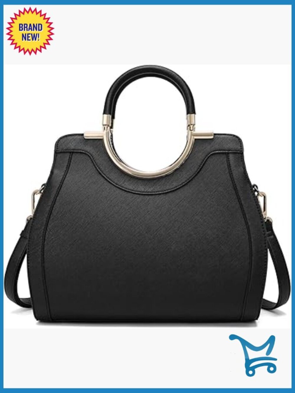 Structured Vegan Leather Tote Satchel Shoulder Bag with Adjustable Strap